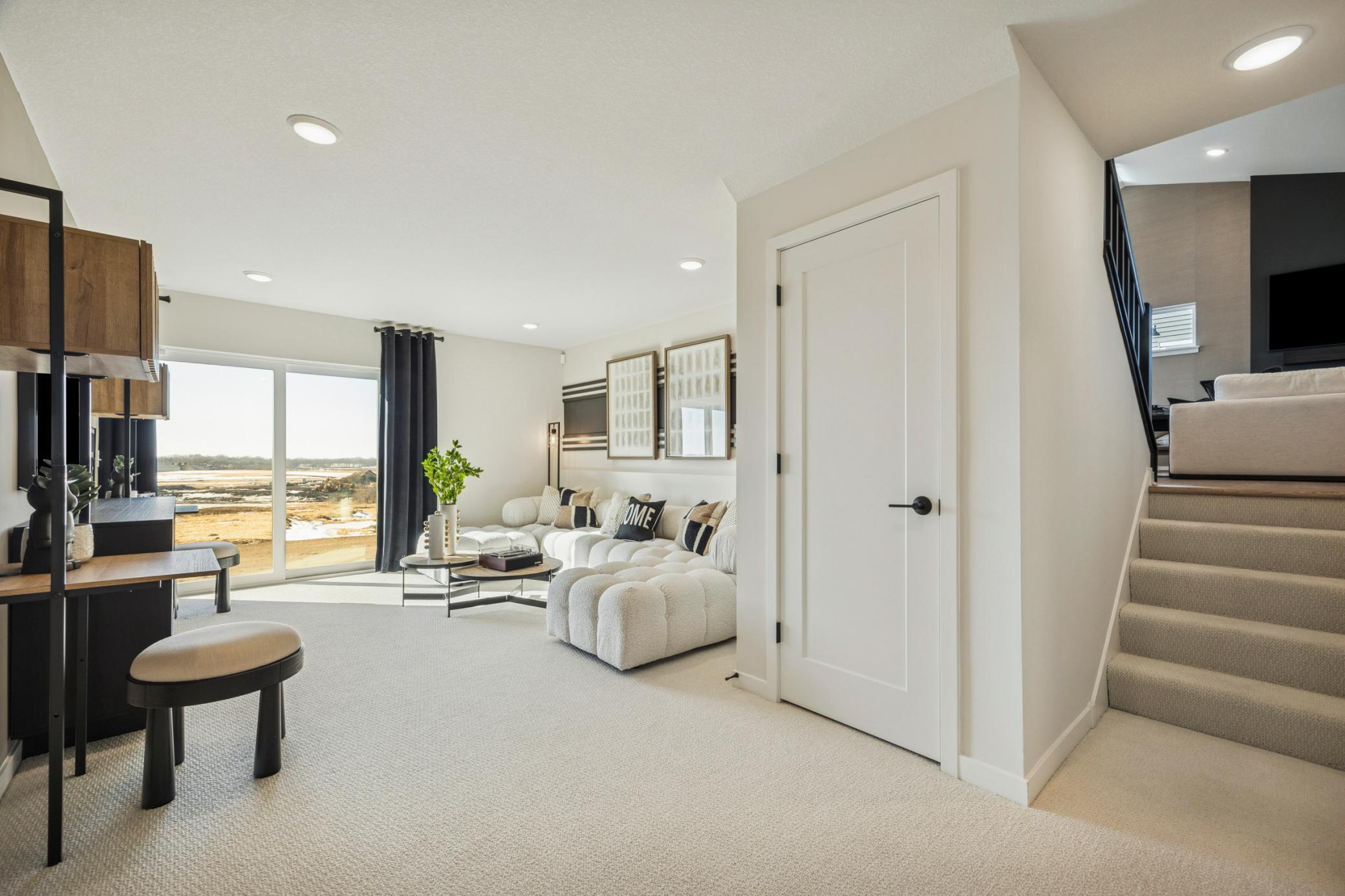 Lower Level Gathering space, as shown in our Northfield model.