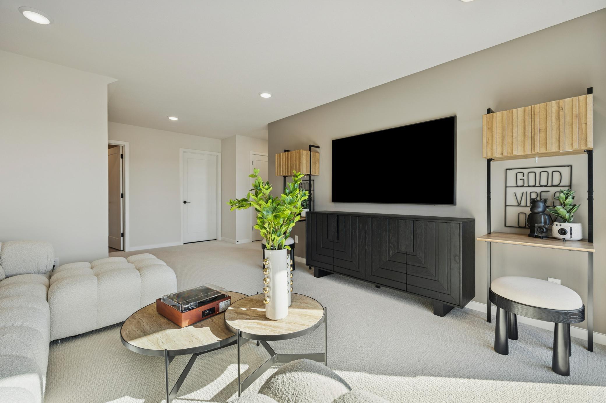 Lower Level Gathering space, as shown in our Northfield model.