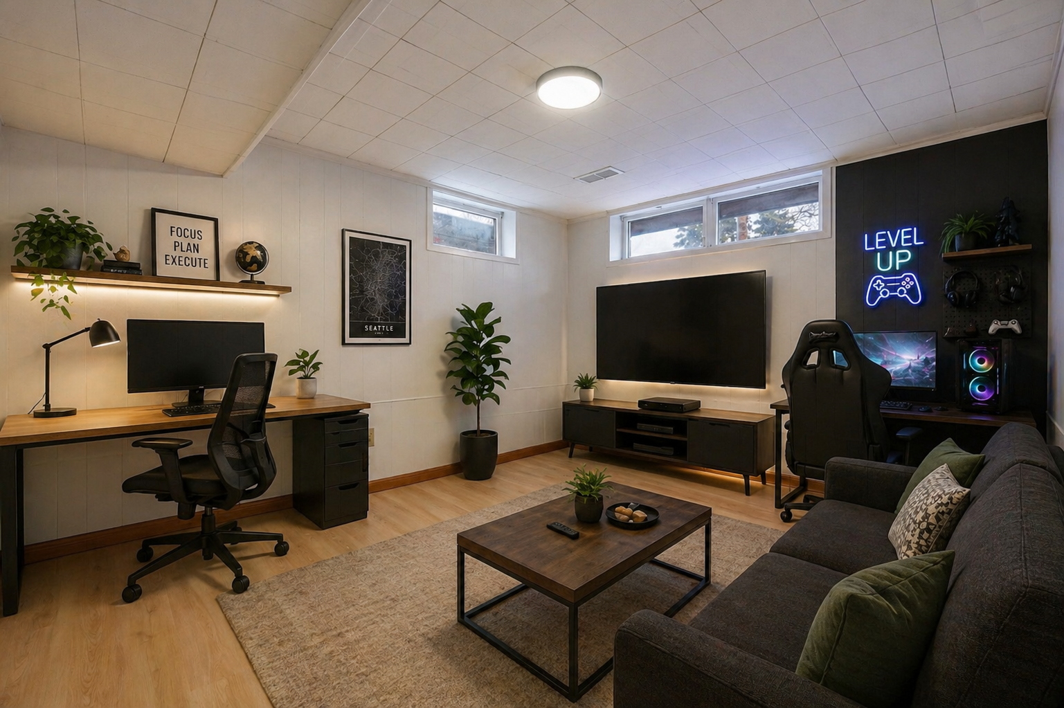 Imagine your bonus room in the basement