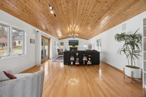 Huge living room with lots of light and vaulted ceilings