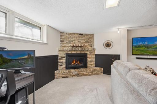 Lower level gas fireplace