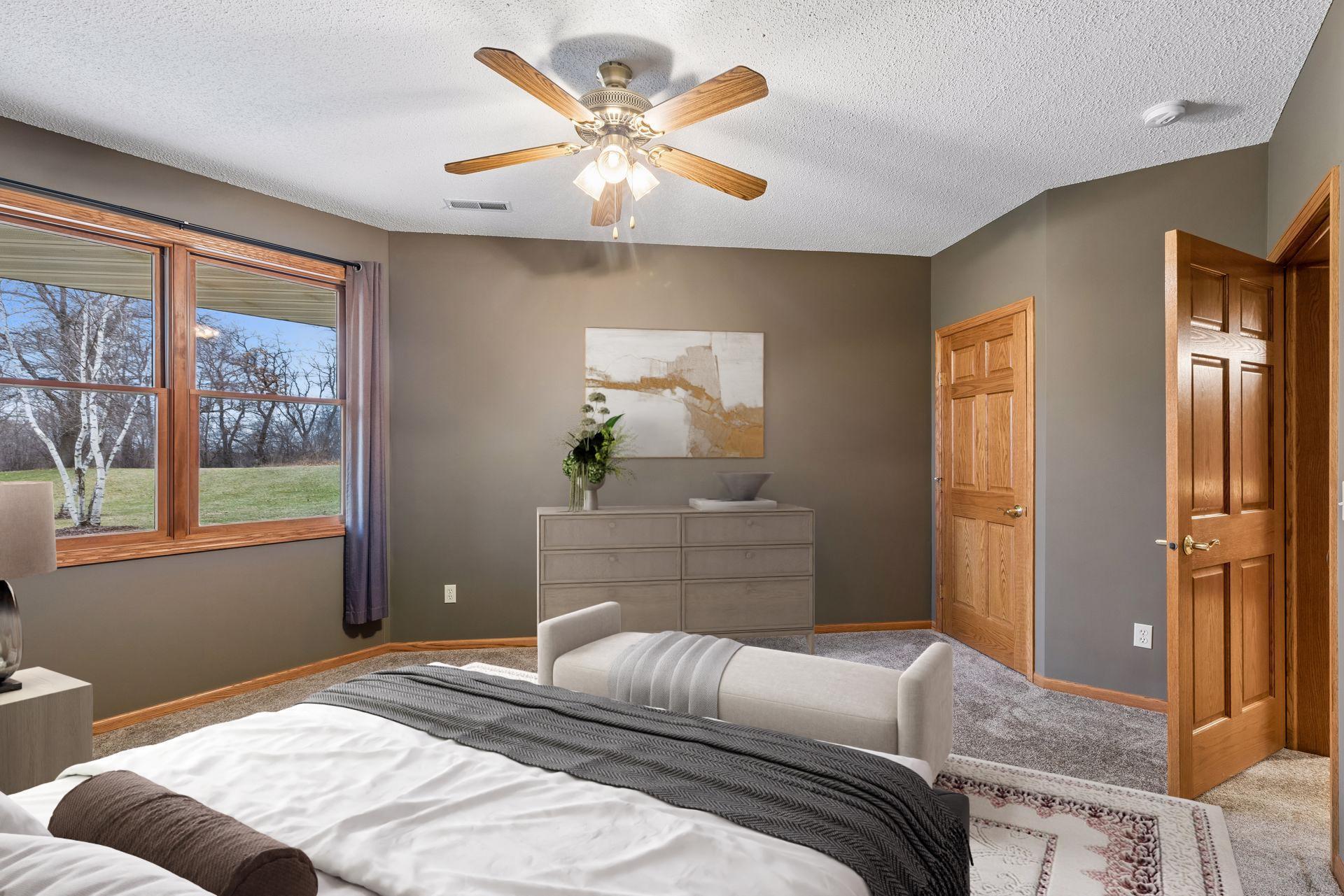 One of two lower-level bedrooms - virtually staged