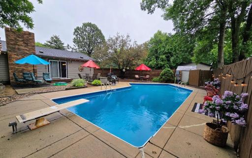 Beautiful backyard private pool. Pool is 9 feet on deep end and 3 feet on the shallow end.