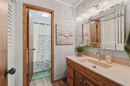 This bathroom is beautiful with a touch of sparkle!