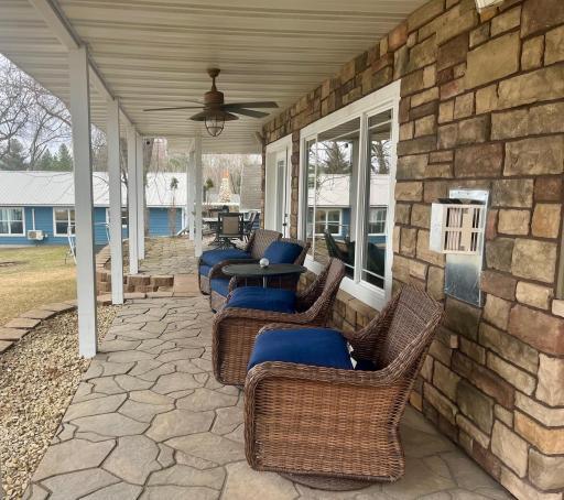Covered porch overlooking the lake.