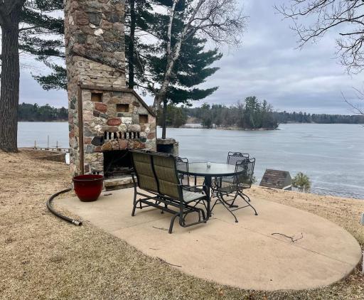 Outdoor fireplace left over from the original cabin.