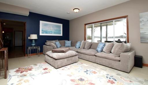 Family room with lake views.