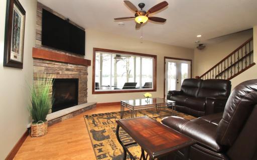 Living room with new gas fireplace.