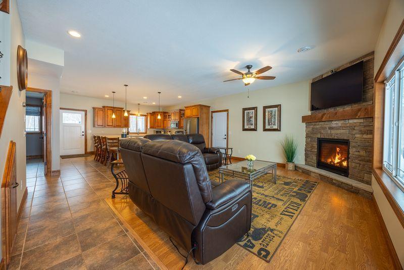 Living room with new (2025) gas fireplace.