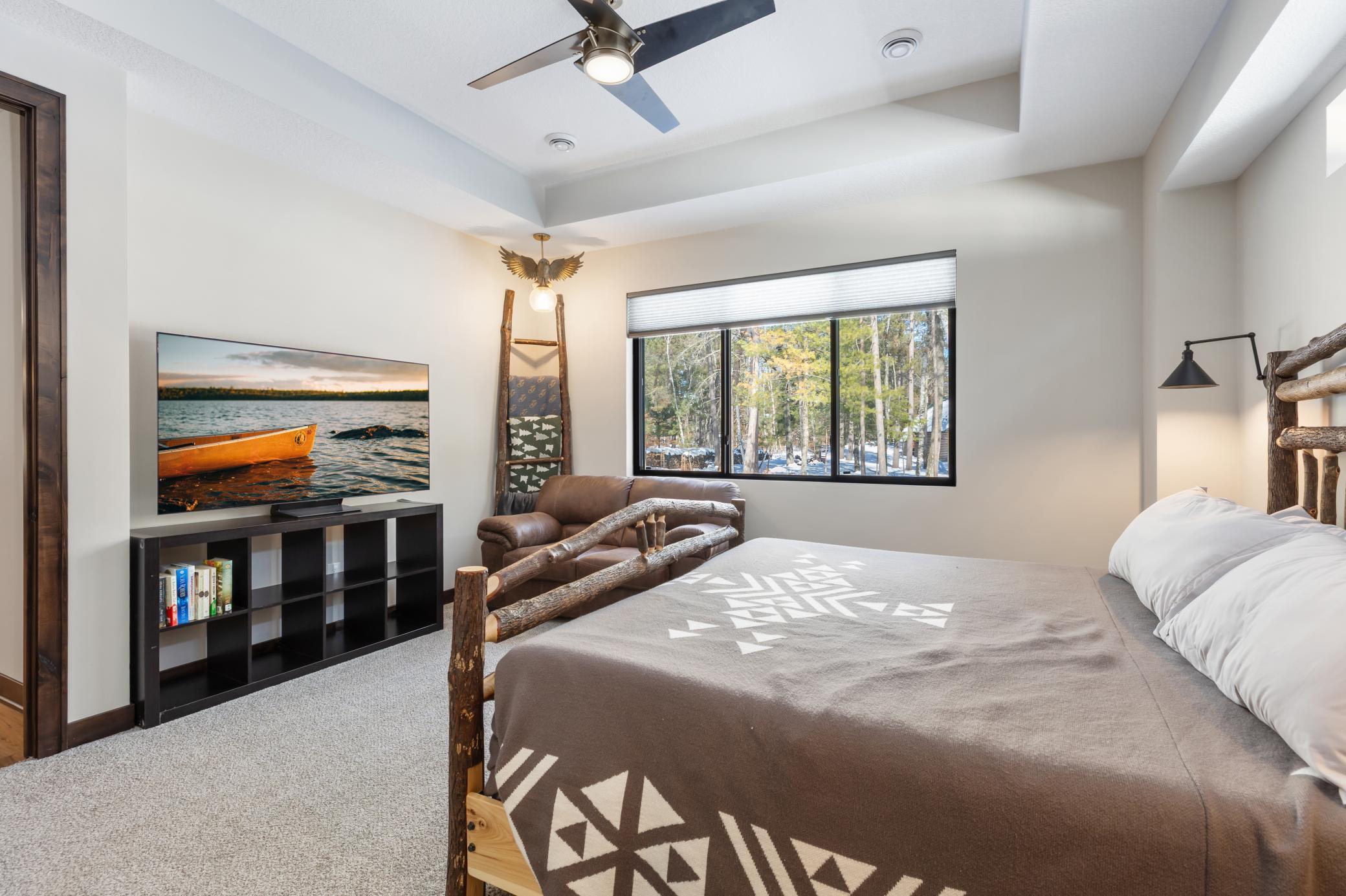 The primary suite also offers direct access to a private 3/4 bath, blending comfort with a sense of quiet, everyday luxury.