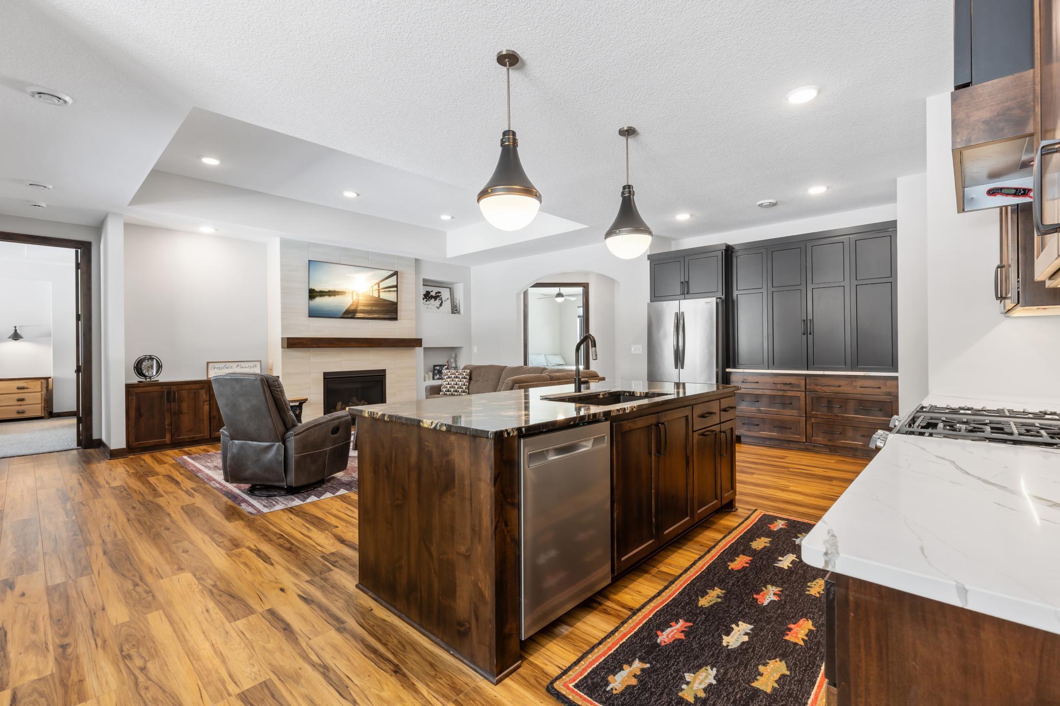 Overlooking the living space from the kitchen allows you to truly appreciate the flow between entertaining spaces.