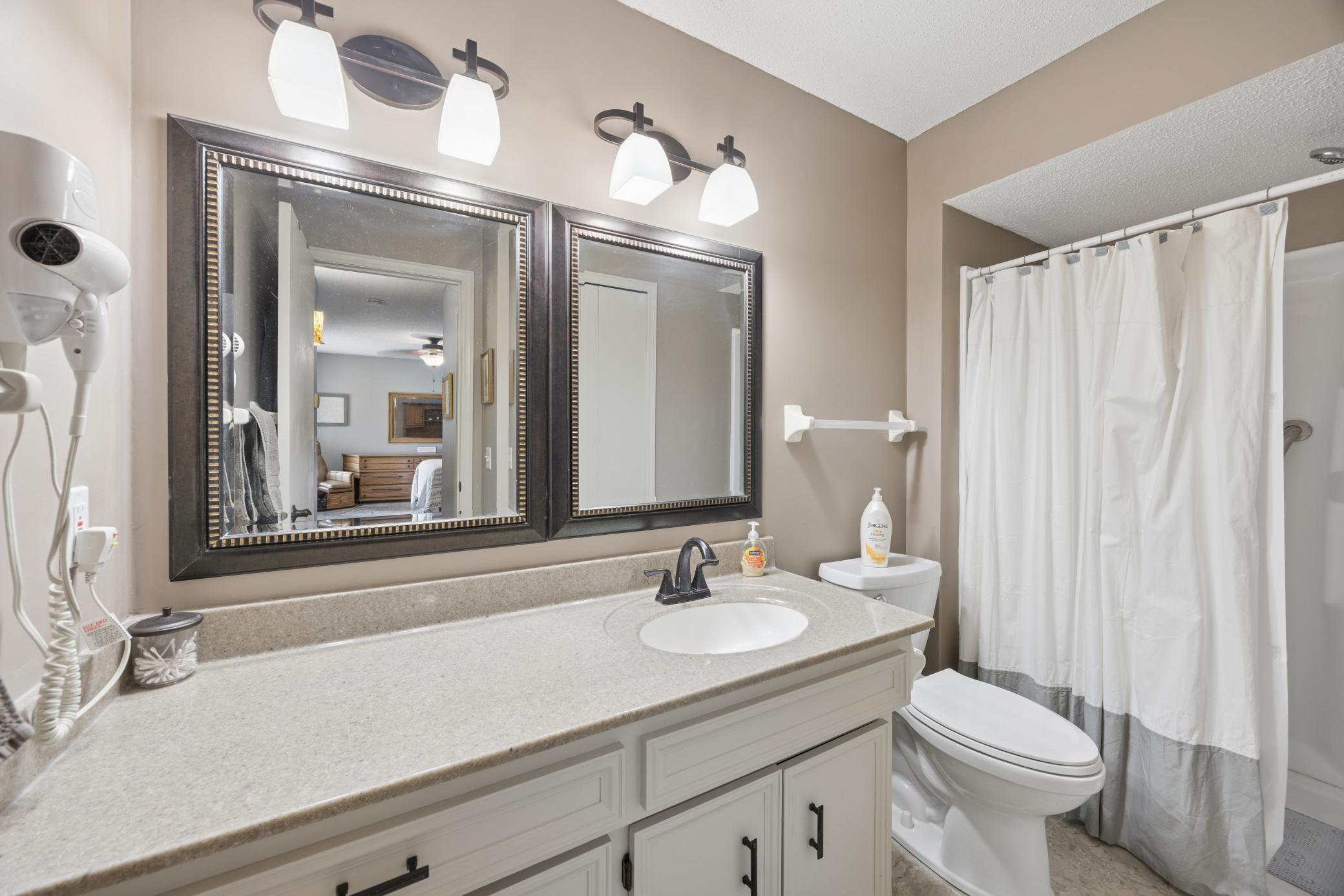 Private 3/4 bath off the primary bedroom