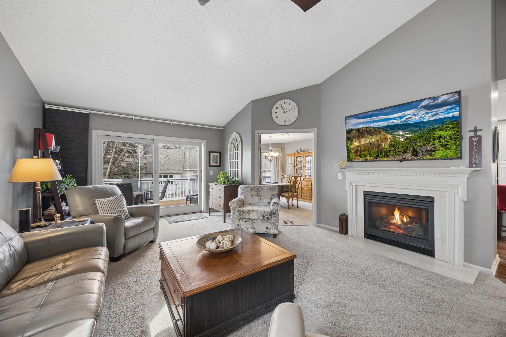 Gas fireplace gives a cozy feel