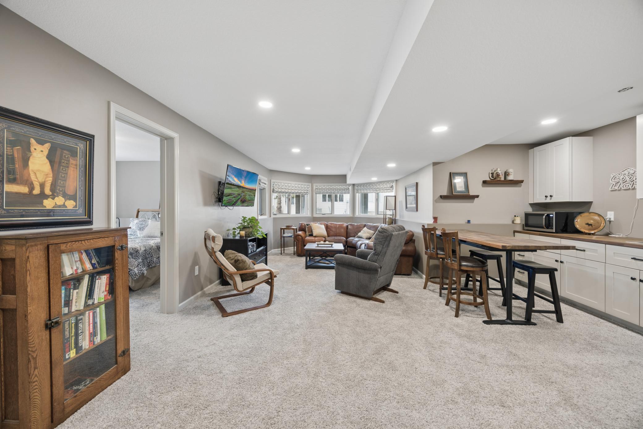Comfortable family room with daylight windows