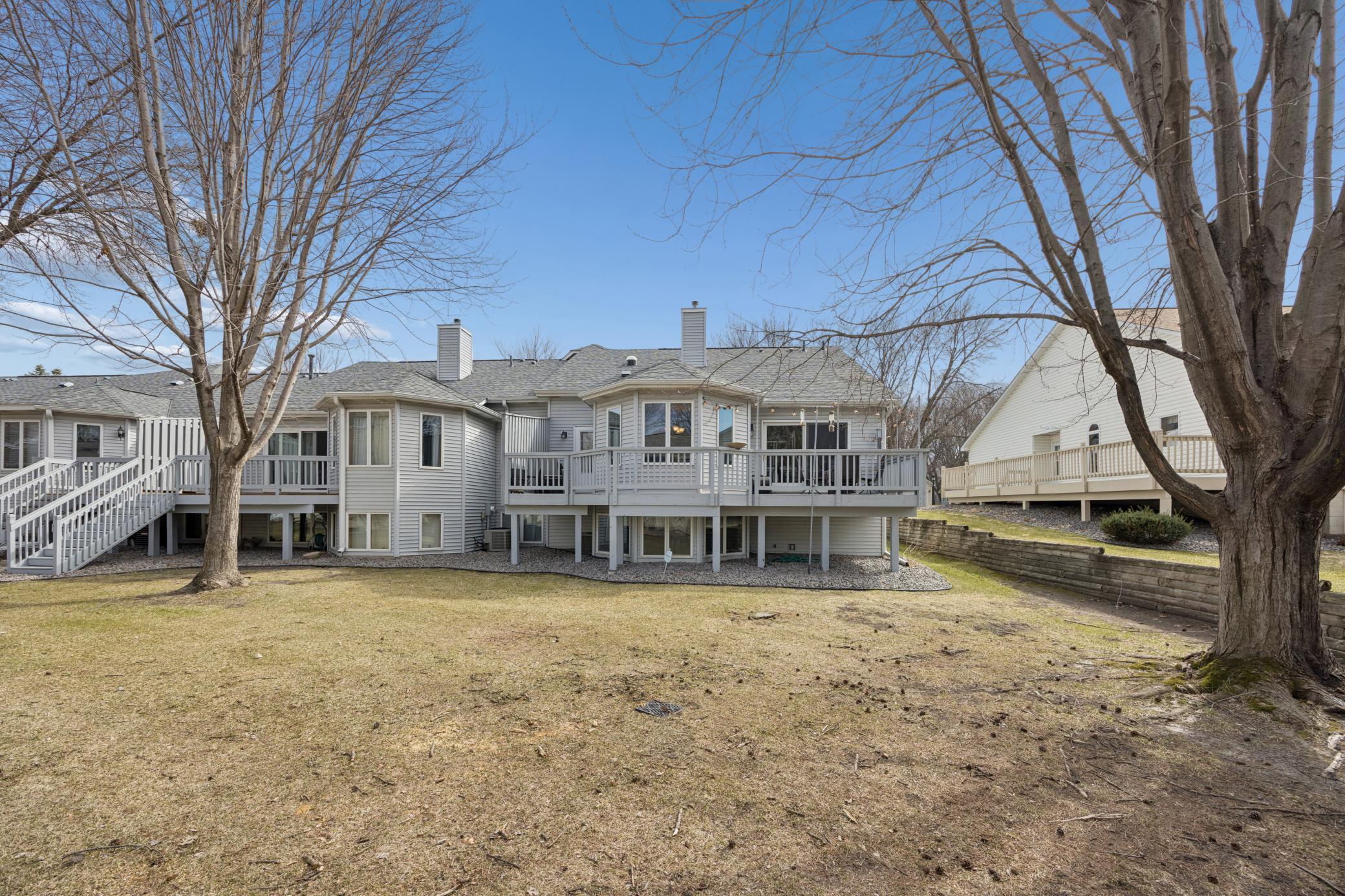 The deck can be accessed from the living room and the kitchen