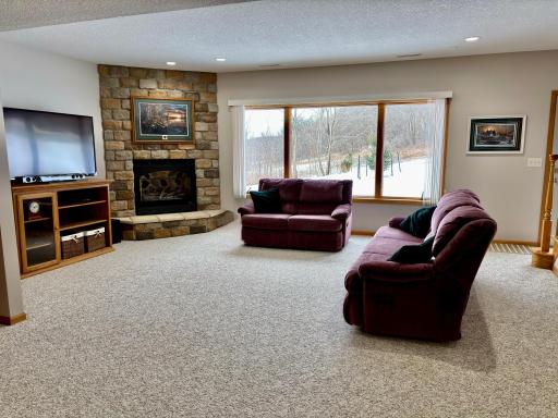 Finished walkout basement with wet bar and flexible living space.