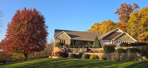 Fall views of peaceful outdoor living with space and privacy.