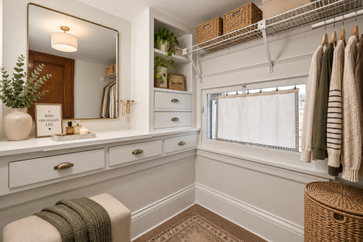 Virtually staged walk-in closet