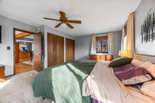 Main floor primary bedroom with double closets