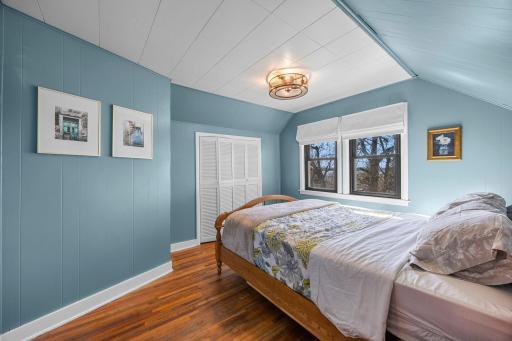 One of three second floor bedrooms