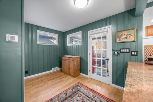 Breakfast nook leads to porch