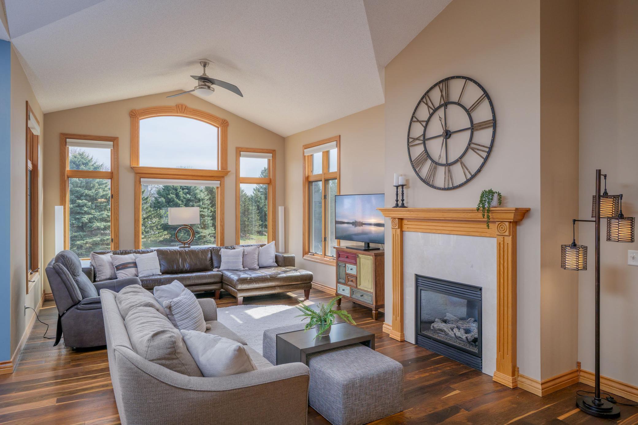 The main floor living room is spacious and light filled.
