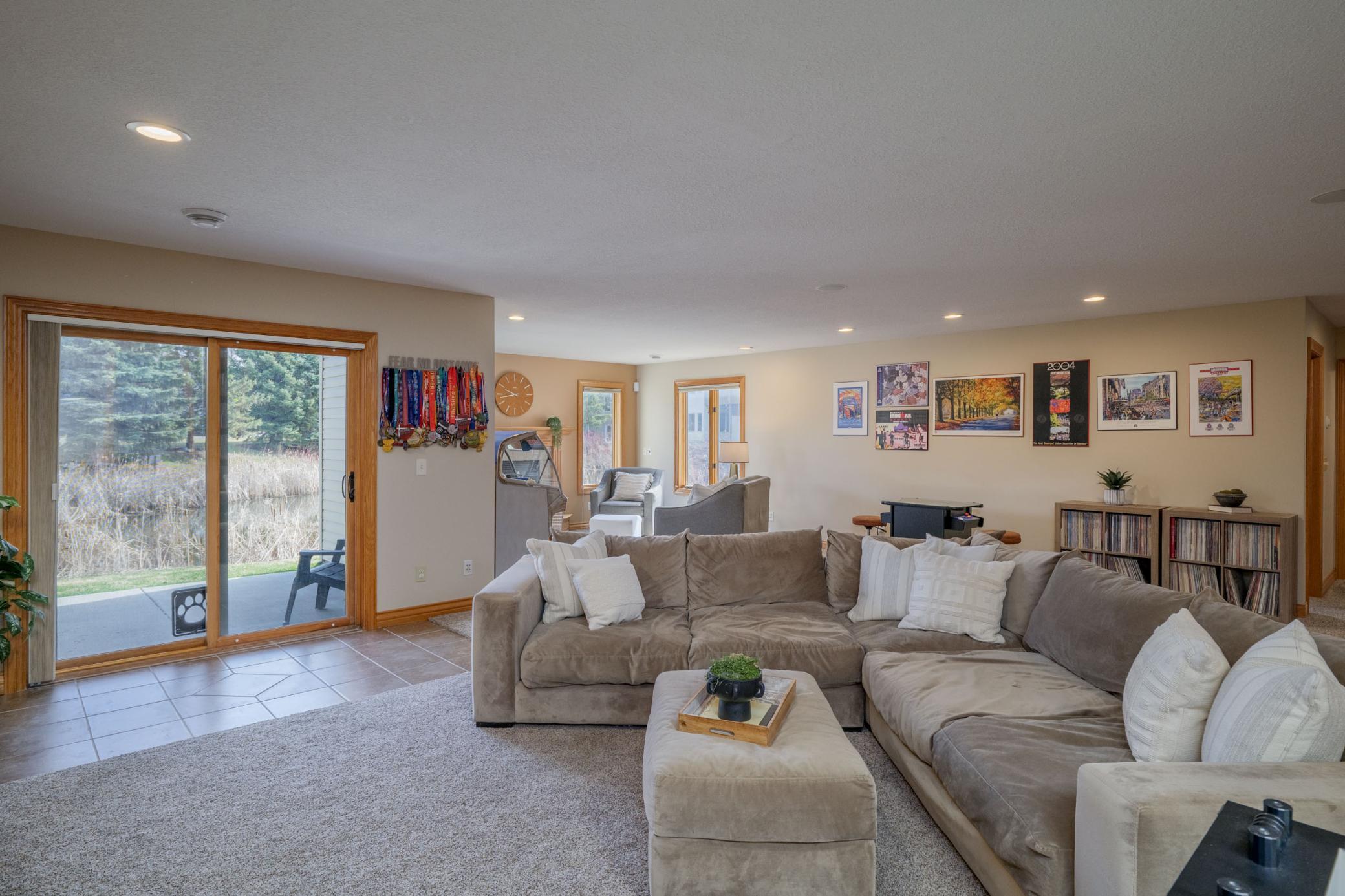 Lower level walks out to a lovely patio overlooking the pond.