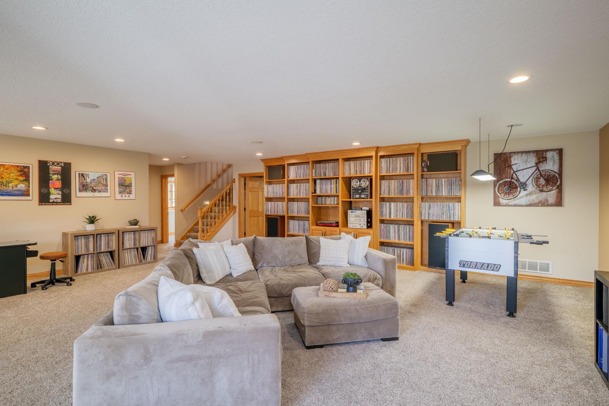 Bring your vision or hobby to this lower level rec space!