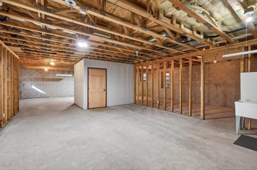 Unfinished basement has utility for storage and massive potential