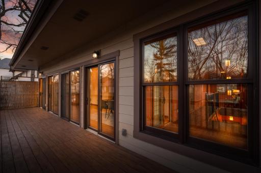 Wall of windows and glass doors upstairs