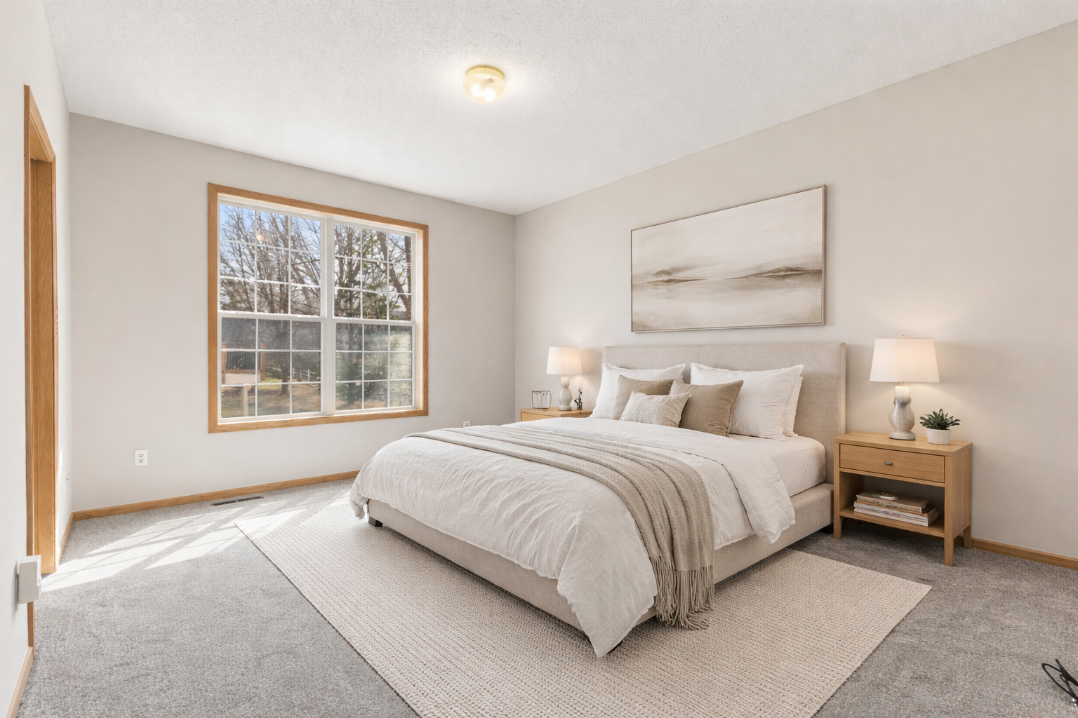 Virtually staged primary bedroom