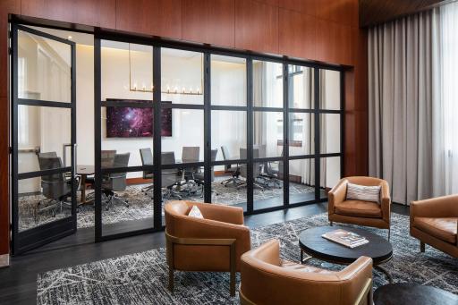 Carlyle Board Room has moving glass wall panels. Reserve for your important meetings