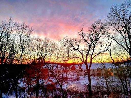Colorful winter sunsets from back of unit