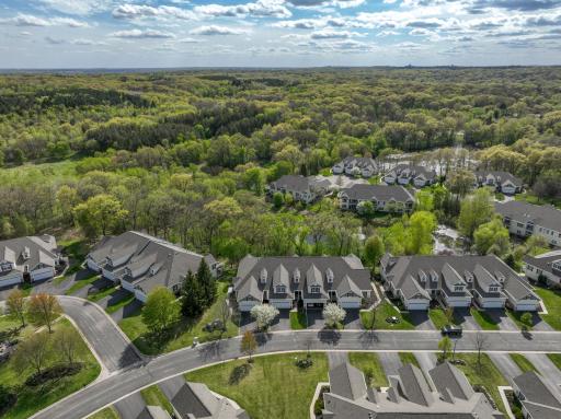 Townhome surrounded by greenspace and pond