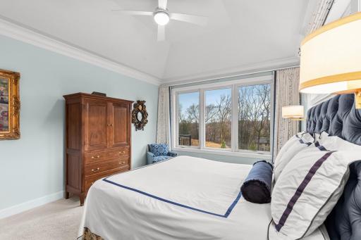 Window-filled primary retreat with western views