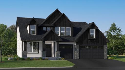 (Exterior rendering, actual home's finishes will vary.)