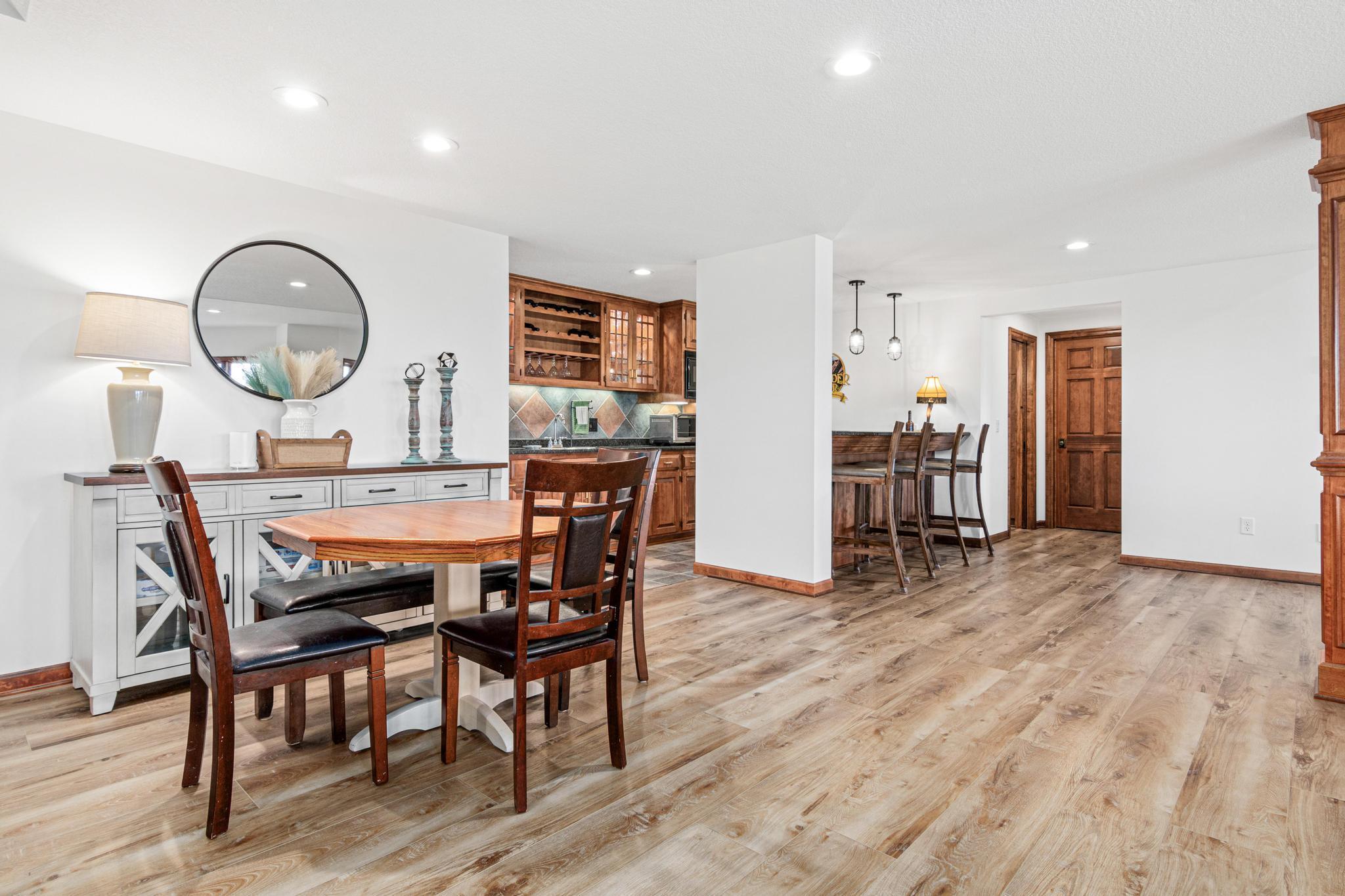 Beautiful lower-level bar is a destination for fun. Host your own super bowl party this year- or invite the team over for a carbo load!