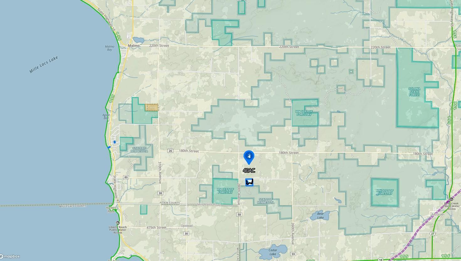 Area Map-the 40 acres is just 5 miles East of Mille Lacs Lake