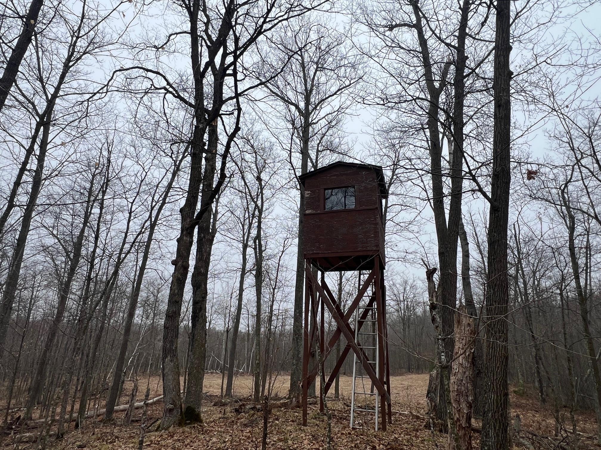 One of three enclosed hunting blinds