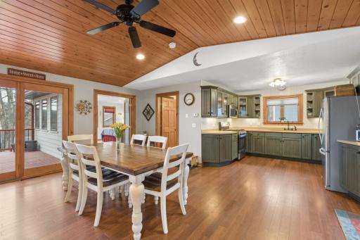 The open concept design is extended throughout this home from the kitchen through the dining room and into the main level living room. Pickeral Lake has a max depth of 37ft so it does not freeze out. Surveys show crappies, bass, panfish and pike.
