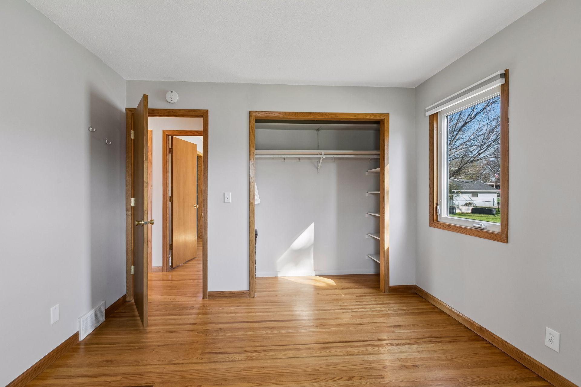 All of the bedrooms have hardwood flooring.