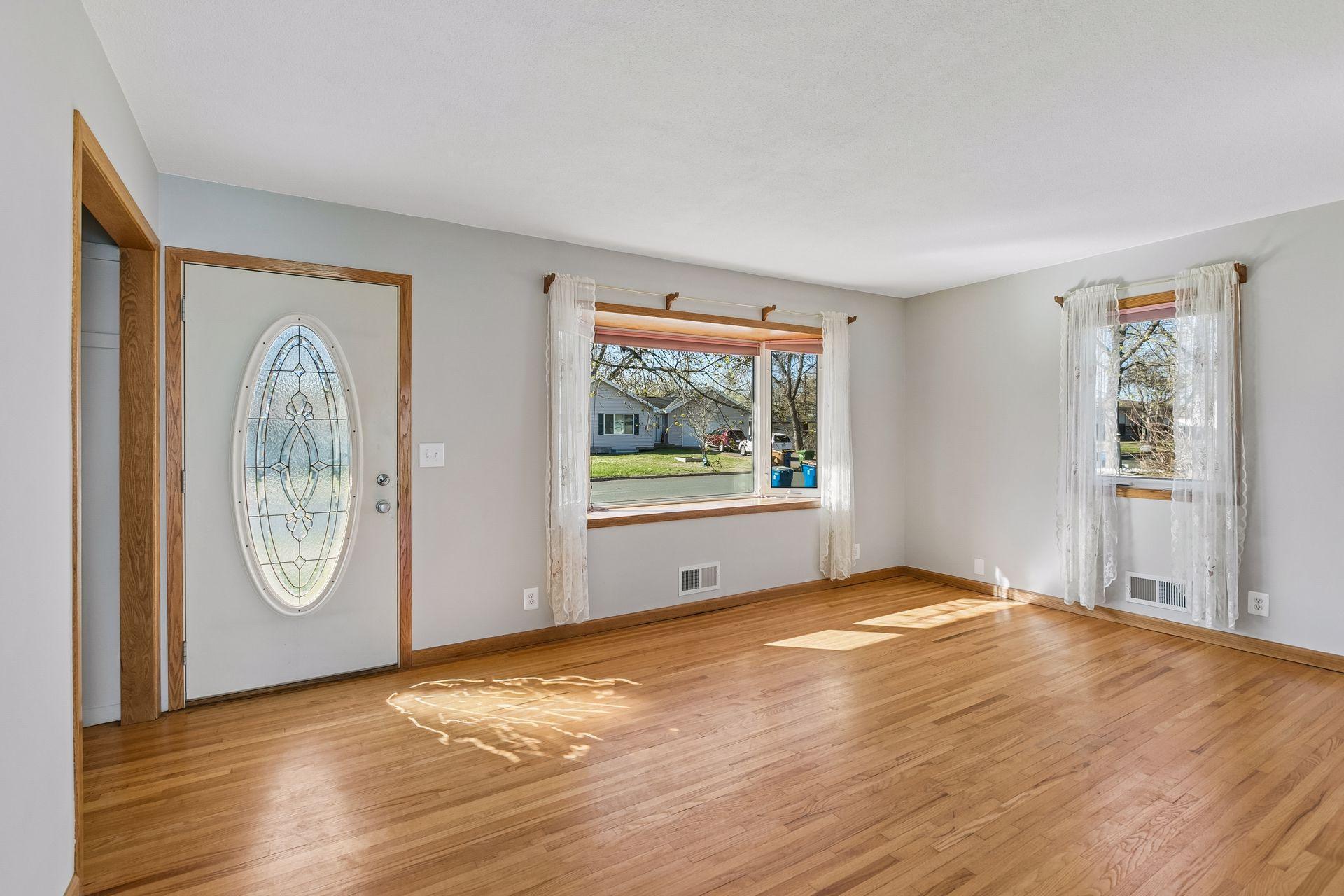 The living room room features a gorgeous, south facing bay window.