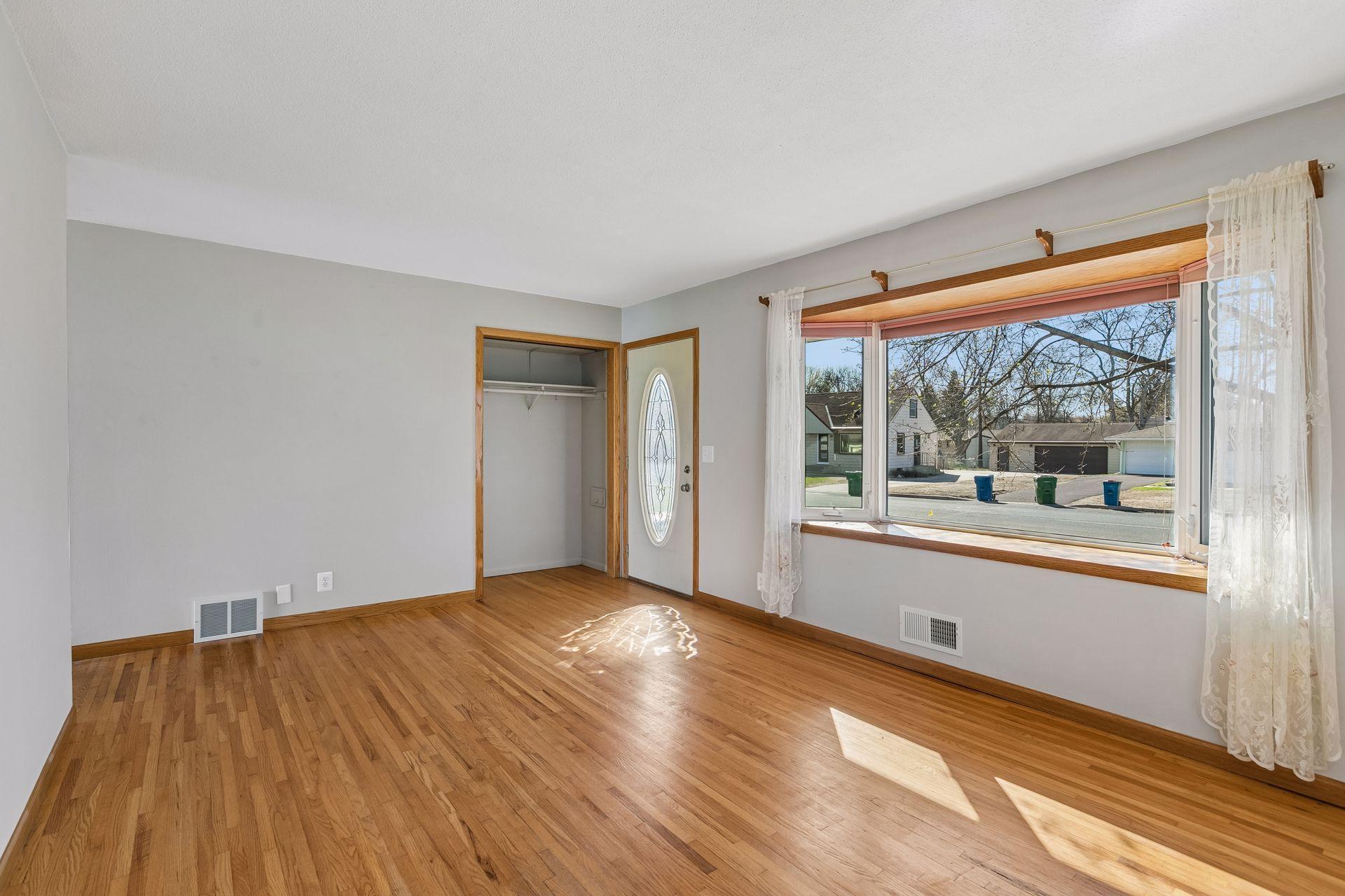 Right off of the front door is a handy coat closet.