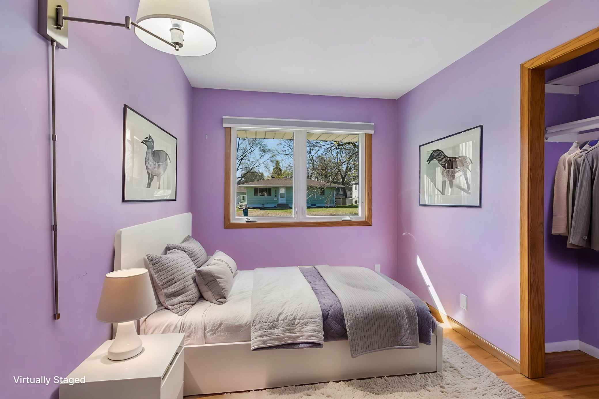 Virtually staged bedroom three.