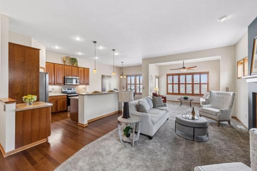 View from living room toward kitchen/dining area. The 10' ceilings elevate the space nicely.
