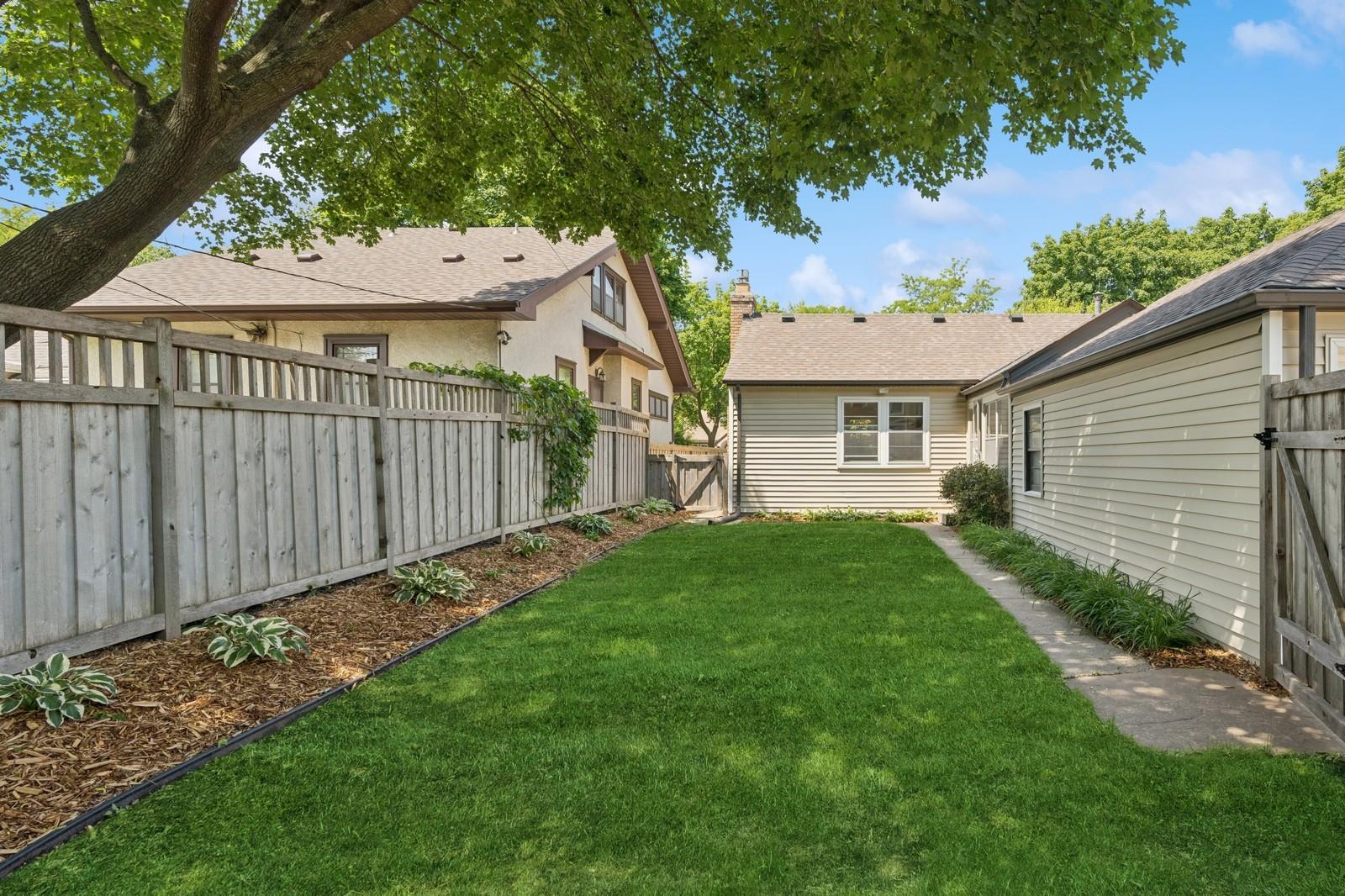 The fully fenced backyard is perfect for pets and small children.