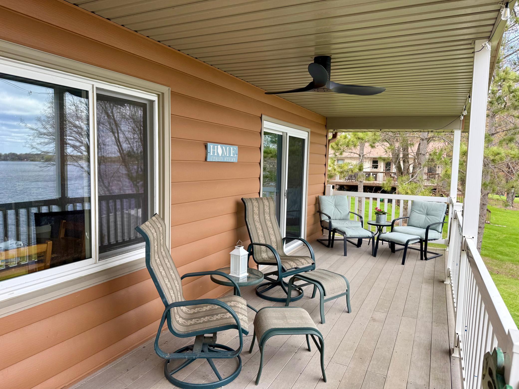 This is about to become your new favorite seating spot! It is the perfect place to slow down and take it all in- morning coffee as the water glistens, lazy afternoons with a breeze, and quiet evening conversations.