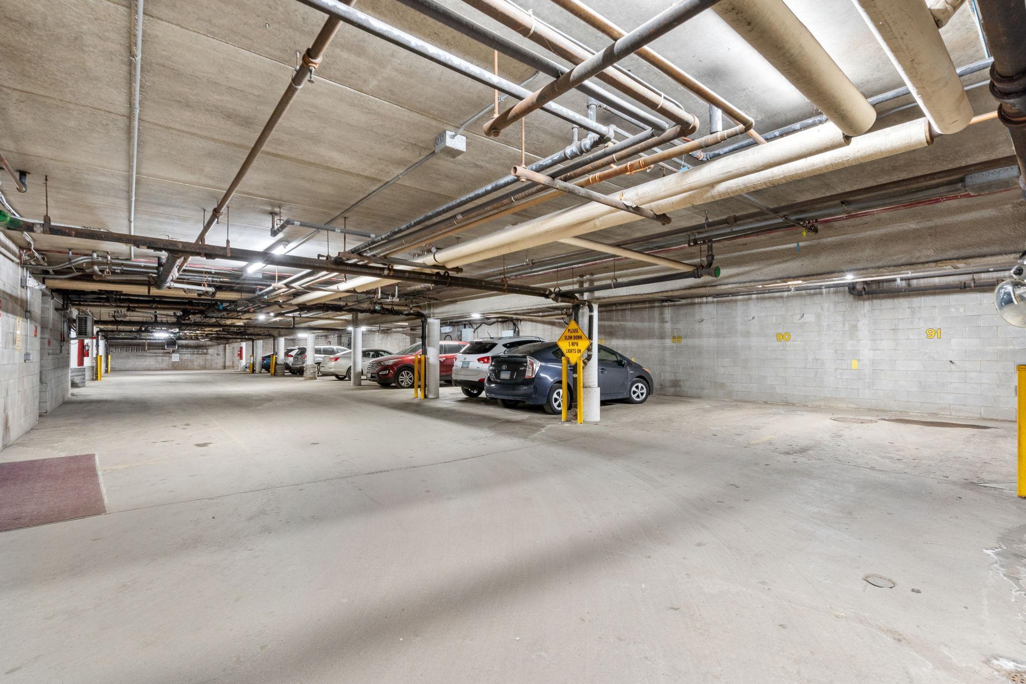 Underground, heated parking