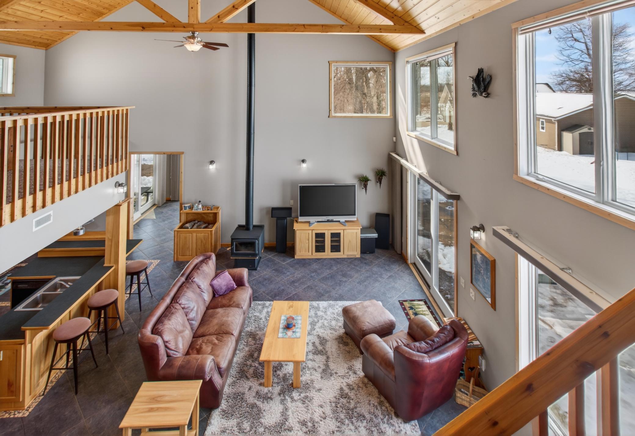 View From Stairs to Living Room