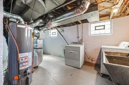 The basement is partially finished, the laundry is on the unfinished side of the space.
